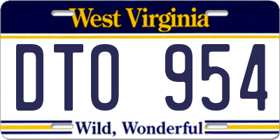 WV license plate DTO954