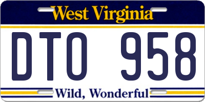 WV license plate DTO958