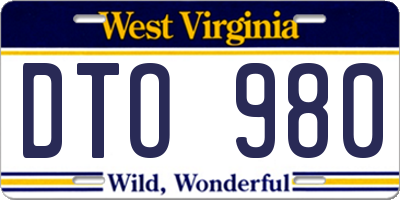 WV license plate DTO980