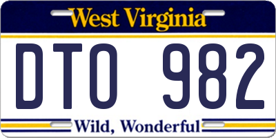 WV license plate DTO982