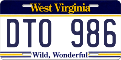 WV license plate DTO986