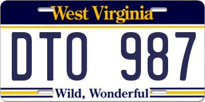 WV license plate DTO987