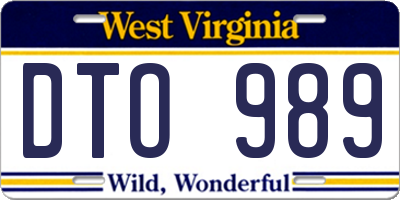 WV license plate DTO989
