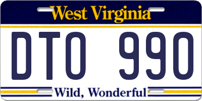 WV license plate DTO990