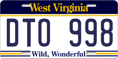 WV license plate DTO998
