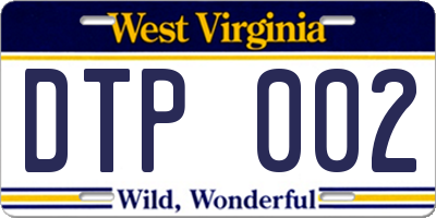 WV license plate DTP002
