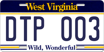 WV license plate DTP003