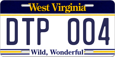 WV license plate DTP004