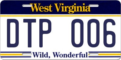 WV license plate DTP006
