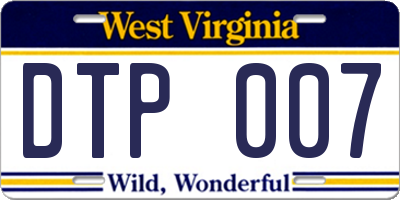WV license plate DTP007