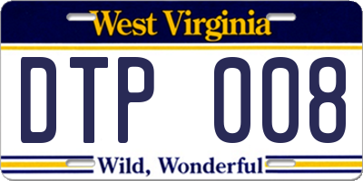 WV license plate DTP008