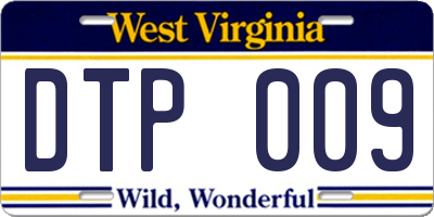 WV license plate DTP009