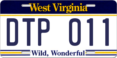 WV license plate DTP011