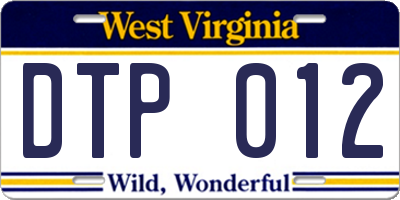 WV license plate DTP012