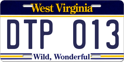WV license plate DTP013