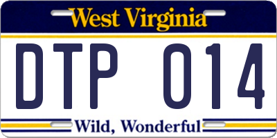 WV license plate DTP014