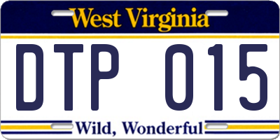 WV license plate DTP015