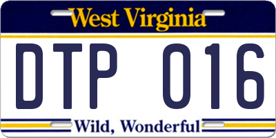 WV license plate DTP016