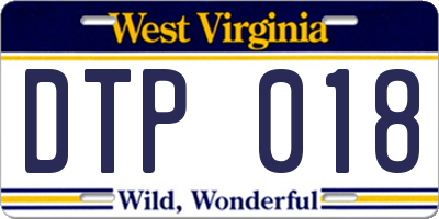 WV license plate DTP018