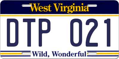 WV license plate DTP021