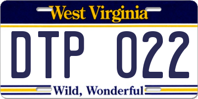 WV license plate DTP022