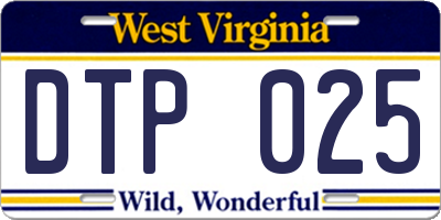 WV license plate DTP025