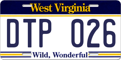 WV license plate DTP026