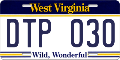 WV license plate DTP030