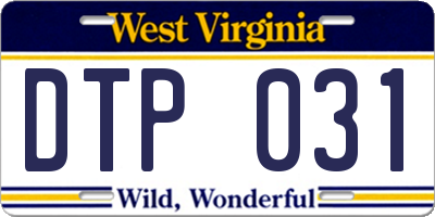 WV license plate DTP031