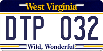 WV license plate DTP032