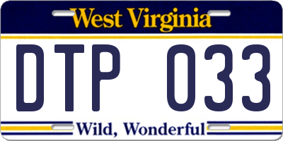 WV license plate DTP033