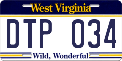 WV license plate DTP034