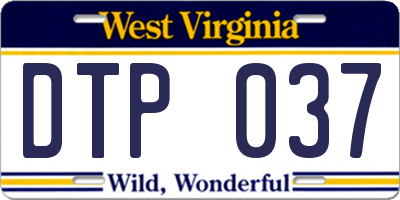 WV license plate DTP037