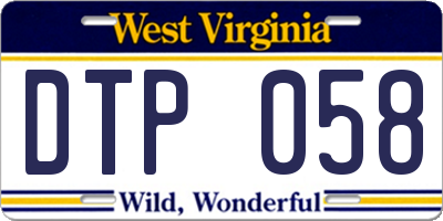 WV license plate DTP058