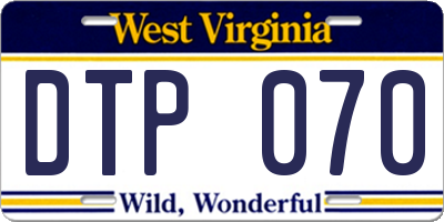 WV license plate DTP070
