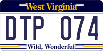 WV license plate DTP074