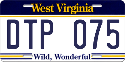WV license plate DTP075