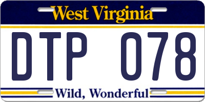 WV license plate DTP078