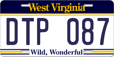 WV license plate DTP087
