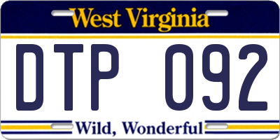 WV license plate DTP092