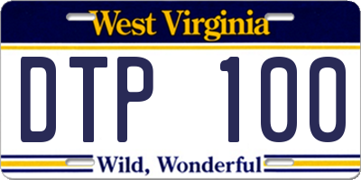 WV license plate DTP100