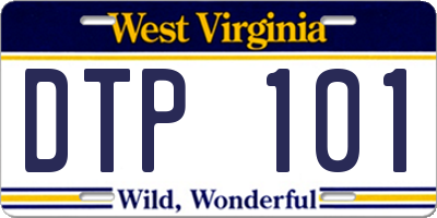 WV license plate DTP101