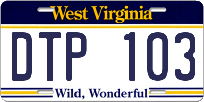 WV license plate DTP103