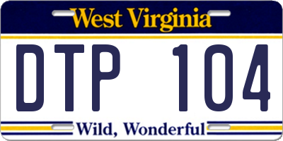 WV license plate DTP104