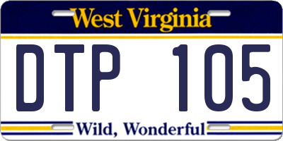 WV license plate DTP105