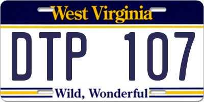 WV license plate DTP107