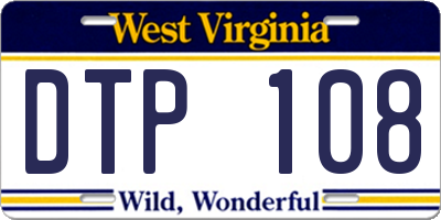 WV license plate DTP108