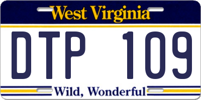 WV license plate DTP109