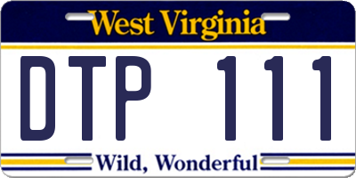 WV license plate DTP111