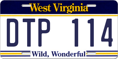 WV license plate DTP114